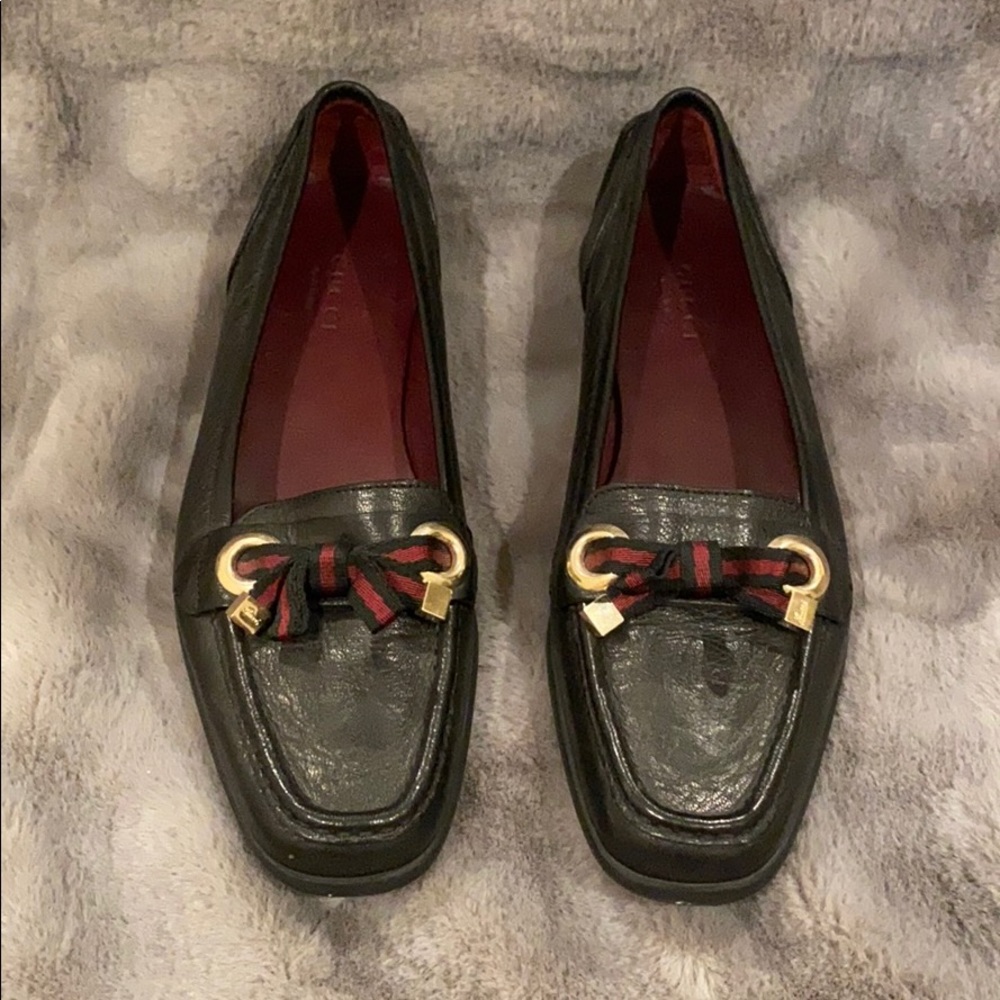 Black Leather Gucci Driver Flats